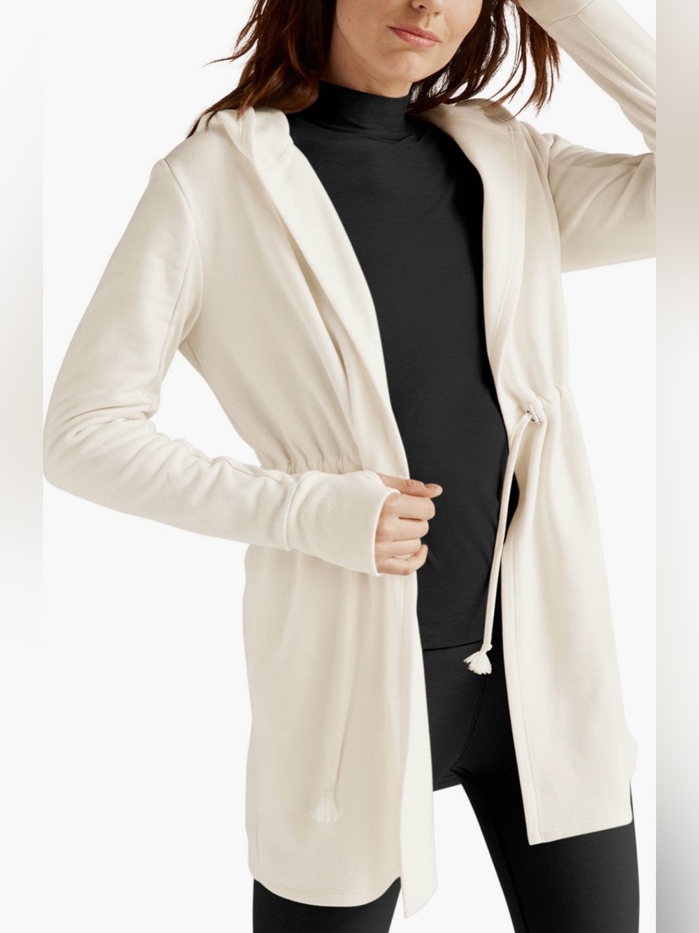 Beyond Yoga On the Go Open Front
Hooded Jacket, Cream, Medium